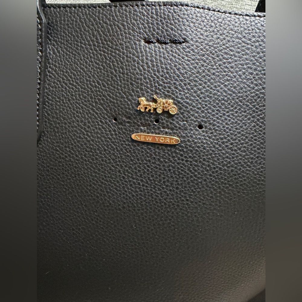 Coach Black Tote with Gold Accents - Picture 3 of 16